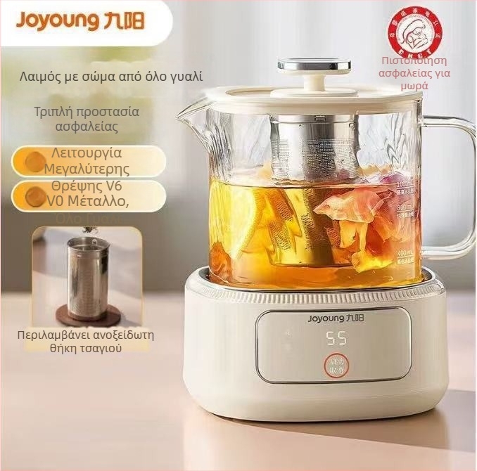 Joyoung Wy103 Θερμαντής Τσαγιού με Γυάλινο Σώμα, χωρητικότητα 1 L, 220 V, 500–1000 W, ηλεκτρονικός θερμοστάτης, έλεγχος μικροϋπολογιστή