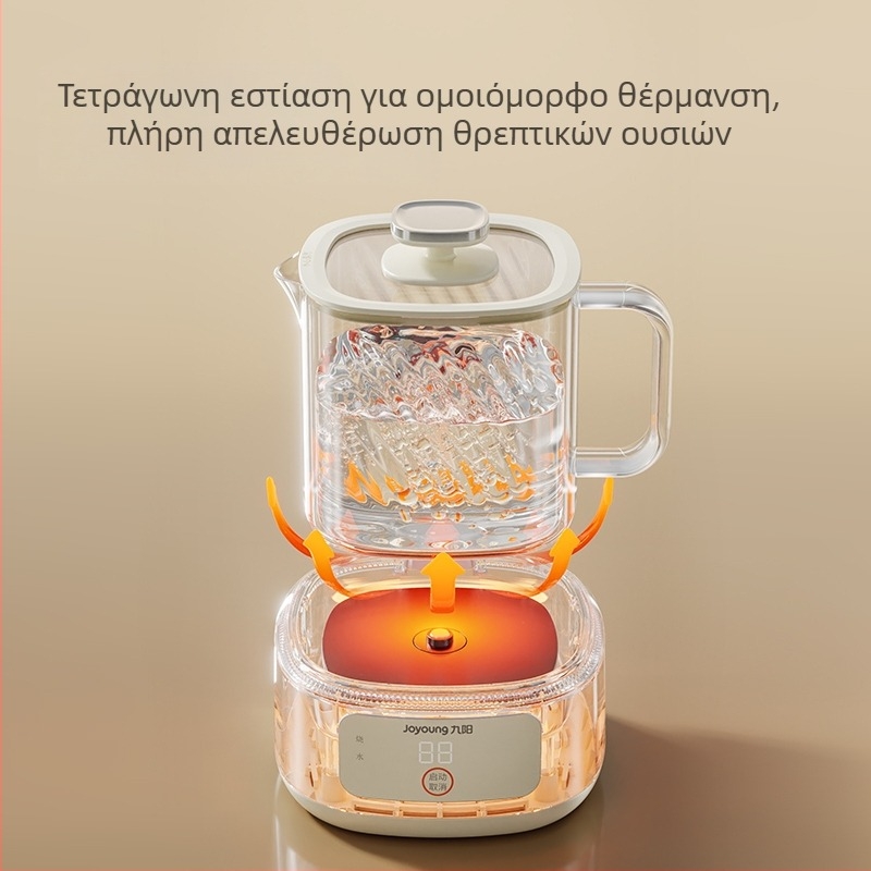 Joyoung Wy103 Θερμαντής Τσαγιού με Γυάλινο Σώμα, χωρητικότητα 1 L, 220 V, 500–1000 W, ηλεκτρονικός θερμοστάτης, έλεγχος μικροϋπολογιστή
