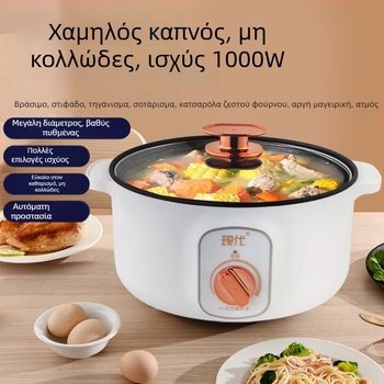 Ηλεκτρική κατσαρόλα για γρήγορο μαγείρεμα, χωρητικότητα 2-3 L, ισχύς 801-1000 W, εσωτερικό από κράμα, ρύθμιση με περιστροφικό διακόπτη, λειτουργίες: ατμός, βράσιμο, στιφάδο, κατσαρόλα