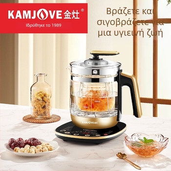 HT-590 Αυτόματο ποτ για υγιεινά αφέψημα με γυάλινο σώμα, εσωτερικό από ανοξείδωτο χάλυβα, 1200 W, έλεγχος με μικροϋπολογιστή