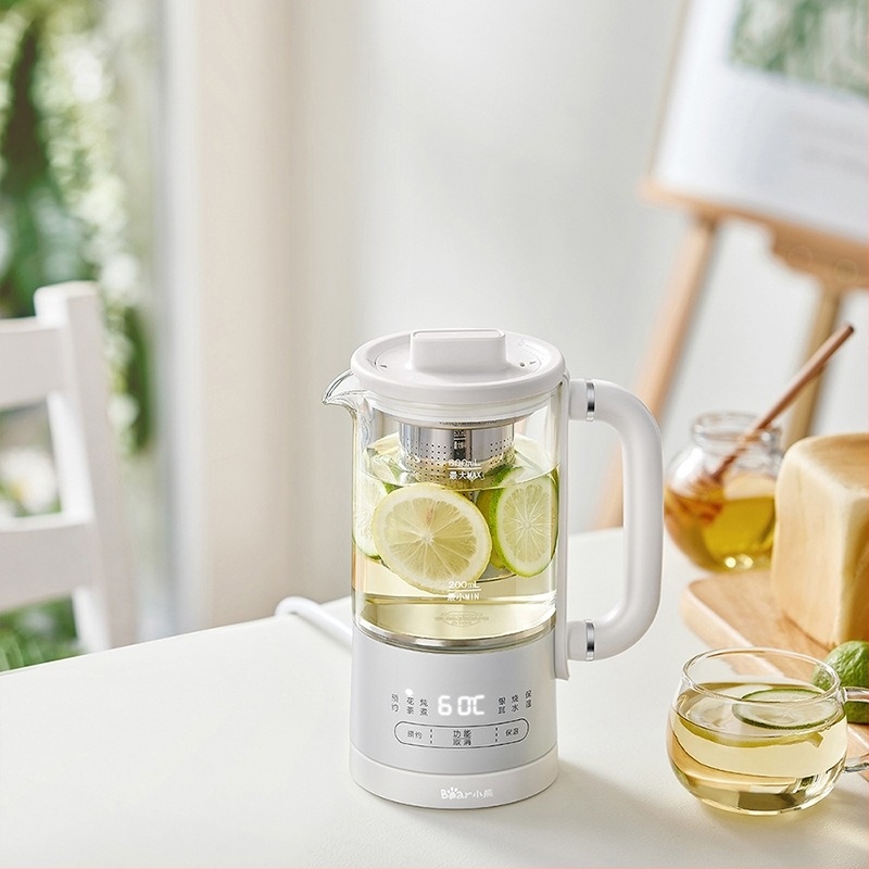 Bear Health Pot YSH-E06H1, 1 L γυάλινο σώμα και γυάλινο εσωτερικό δοχείο, έλεγχος με μικροϋπολογιστή, 220 V, 500 W