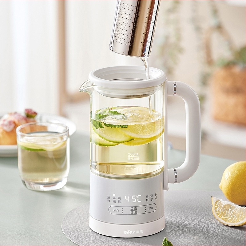 Bear Health Pot YSH-E06H1, 1 L γυάλινο σώμα και γυάλινο εσωτερικό δοχείο, έλεγχος με μικροϋπολογιστή, 220 V, 500 W