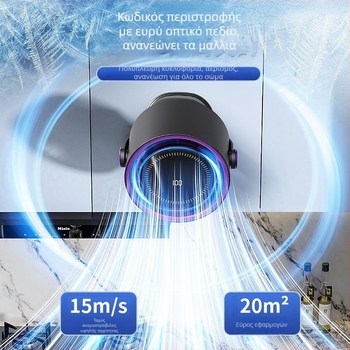 Κλιπ-όν USB ανεμιστήρας χωρίς λεπίδες για γραφείο ή τοίχο, ενσωματωμένη μπαταρία 1000–1200 mAh, 4 ταχύτητες, brushless κινητήρας, με χαμηλό θόρυβο