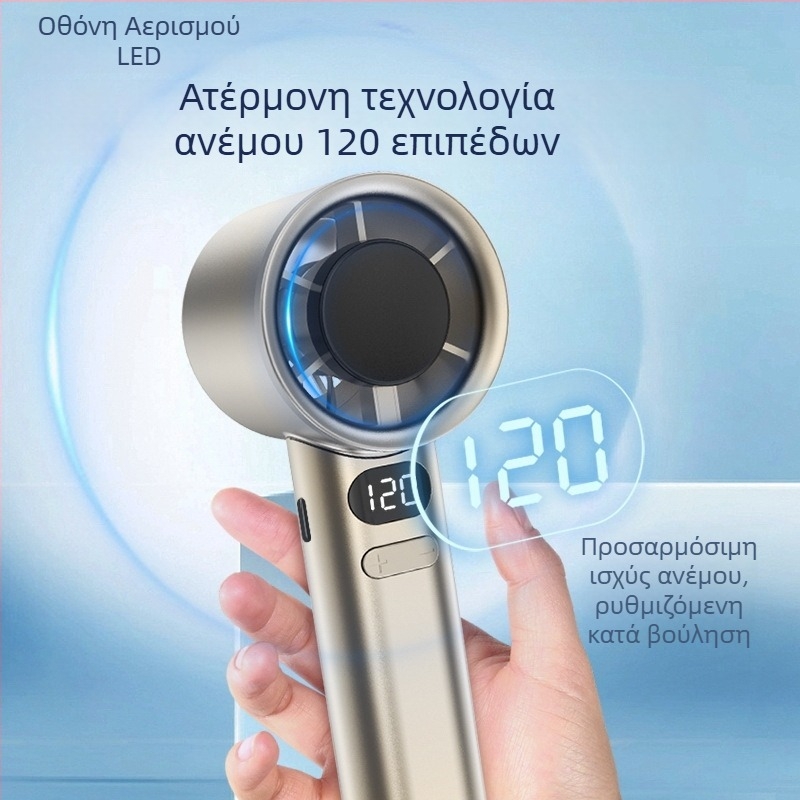Φορητός ανεμιστήρας USB χωρίς λεπίδες, μοτέρ χωρίς ψήκτρες, 5 ταχύτητες, ενσωματωμένη μπαταρία 800–1000 mAh