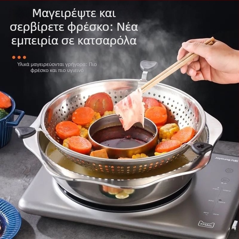 Ρυθμιζόμενο περιστροφικό ανοξείδωτο hot pot Mandarin Duck – 4,1–6 L, βάση με ένα πυθμένα, χωρίς καπάκι, μάρκα TAIYANG