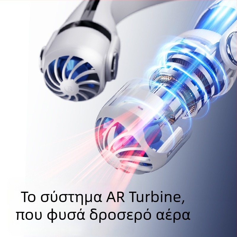 Κρεμαστός ανεμιστήρας λαιμού, χωρίς λεπίδες, USB επαναφορτιζόμενος, ενσωματωμένη μπαταρία 2000-4000 mAh, brushless κινητήρας, 3 ταχύτητες