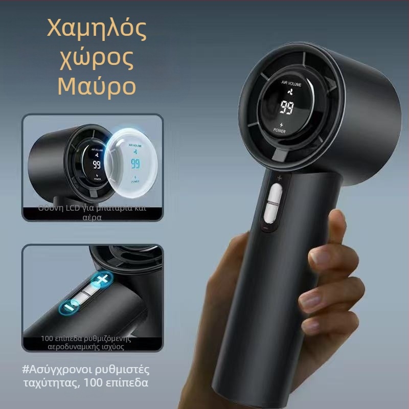 Χειρολαβής φορητός ανεμιστήρας USB, 3 ταχύτητες, brushless κινητήρας, μπαταρία 1200–2000 mAh, αυτονομία 3–6 ωρών