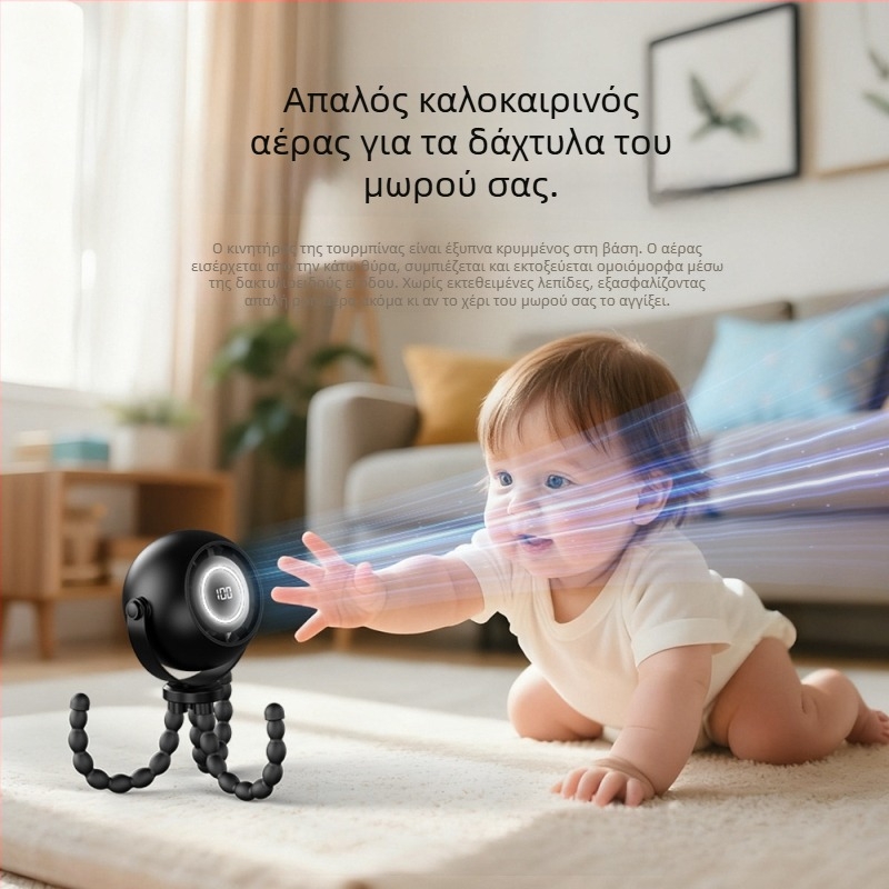 26 Νέα μοντέλα ανεμιστήρα χειρός για καρότσι μωρού, φορητός εξωτερικός ανεμιστήρας καροτσιού, αθόρυβος ανεμιστήρας σε σχήμα χταποδιού