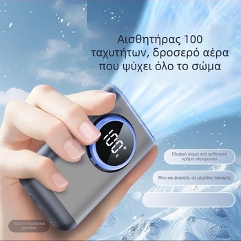 Ανεμιστήρας μέσης χωρίς λεπίδες, ενσωματωμένη μπαταρία 4000–6000 mAh, brushless κινητήρας και 5 ταχύτητες