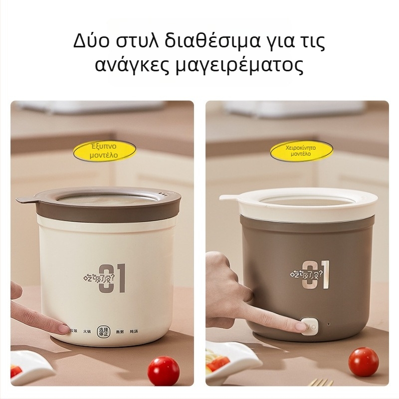Μίνι ηλεκτρική κατσαρόλα φοιτητικής εστίας, χωρητικότητα έως 2 L, για 1 άτομο, έλεγχο με κουμπί, αντικολλητικό εσωτερικό, εύκολο καθάρισμα σε ένα κομμάτι