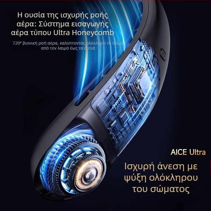2025 Νέος φορητός ανεμιστήρας γύρω από τον λαιμό, επαναφορτιζόμενος με μακρά αυτονομία, εξωτερικός μικρός ανεμιστήρας