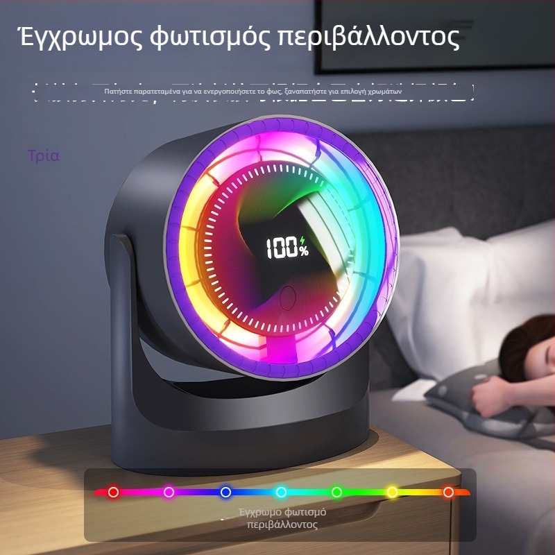 Επιτραπέζιος ανεμιστήρας χωρίς λεπίδες με USB τροφοδοσία, ενσωματωμένη μπαταρία λιθίου 1200–2000 mAh, 5 επίπεδα ταχύτητας, κινητήρας χωρίς ψήκτρες