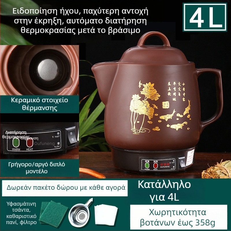 Κεραμικός κάδος αφεψήματος OFN01, 2–3 L, 220V, 450W, θερμοστάτης KSD, έλεγχος με κουμπί, για 1 άτομο