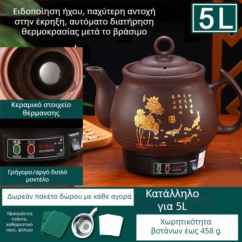 Κεραμικός κάδος αφεψήματος OFN01, 2–3 L, 220V, 450W, θερμοστάτης KSD, έλεγχος με κουμπί, για 1 άτομο