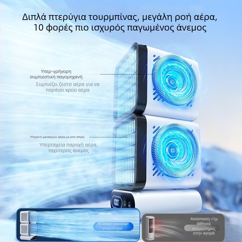 Επιτραπέζιος ανεμιστήρας με brushless κινητήρα, ενσωματωμένη μπαταρία 4000–6000 mAh, 6 ταχύτητες, ψηφιακή οθόνη, USB τροφοδοσία