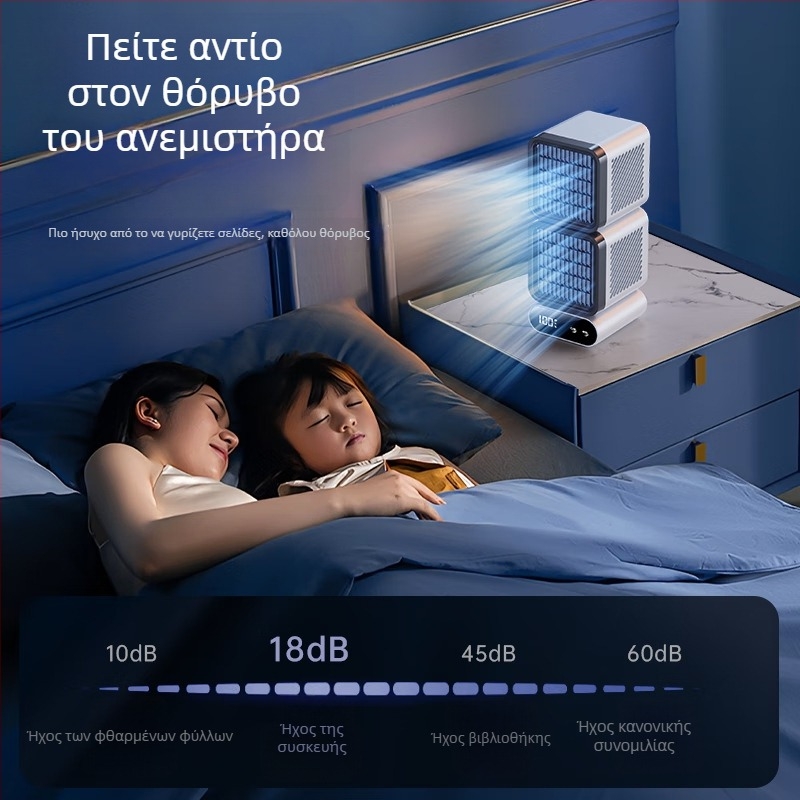 Επιτραπέζιος ανεμιστήρας με brushless κινητήρα, ενσωματωμένη μπαταρία 4000–6000 mAh, 6 ταχύτητες, ψηφιακή οθόνη, USB τροφοδοσία