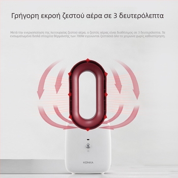 Konka χωρίς λεπίδες επιτραπέζιος θερμαντήρας-ανεμιστήρας, 700W, 220V, 36–45 dB, κινητήρας χωρίς ψήκτρες