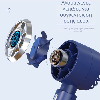 USB μίνι ανεμιστήρας υψηλής ταχύτητας, φορητός και επιτραπέζιος, τροφοδοσία USB 5V, 5W, χωρίς λεπίδες, με ενσωματωμένη μπαταρία 500–800 mAh
