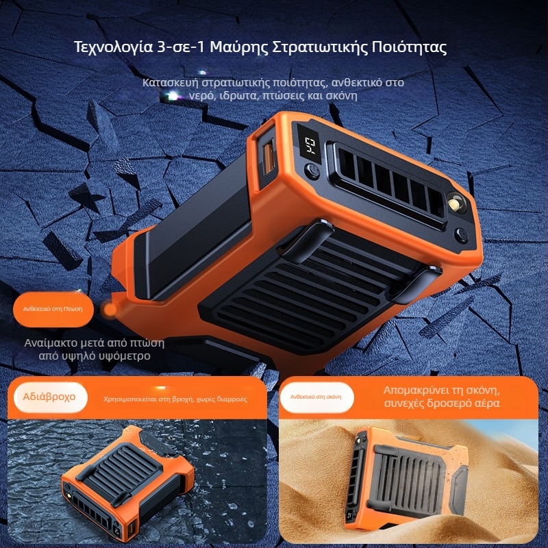 Φαν με ζώνη και λαιμό USB χωρίς λεπίδες, φορητός με ενσωματωμένη μπαταρία 4000–6000 mAh, 4 ταχύτητες, αυτονομία 6–8 ωρών