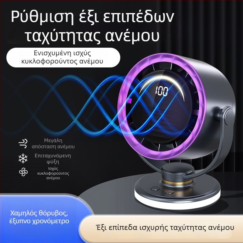 Ανεμιστήρας χωρίς λεπίδες με USB φόρτιση, κλιπ-στηριξη, φορητός/επιτραπέζιος ή επιτοίχιος, με ενσωματωμένη μπαταρία, 6 ταχύτητες