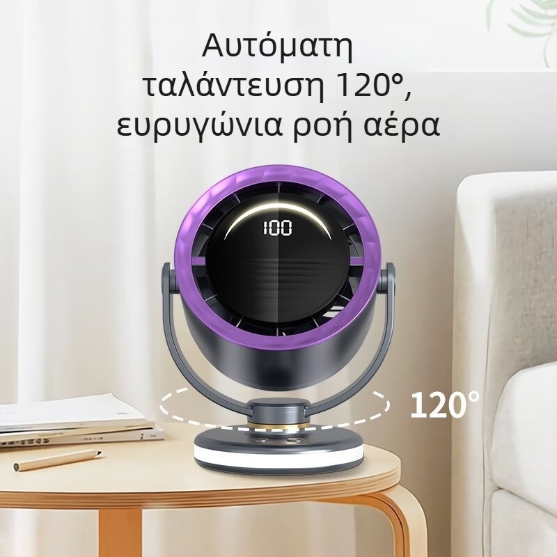 Ανεμιστήρας χωρίς λεπίδες με USB φόρτιση, κλιπ-στηριξη, φορητός/επιτραπέζιος ή επιτοίχιος, με ενσωματωμένη μπαταρία, 6 ταχύτητες