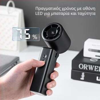 USB φορητός ανεμιστήρας για τον αυχένα με ενσωματωμένη μπαταρία, brushless κινητήρας, σχεδιασμός χωρίς λεπίδες, έλεγχος ταχύτητας αέρα 100 επιπέδων