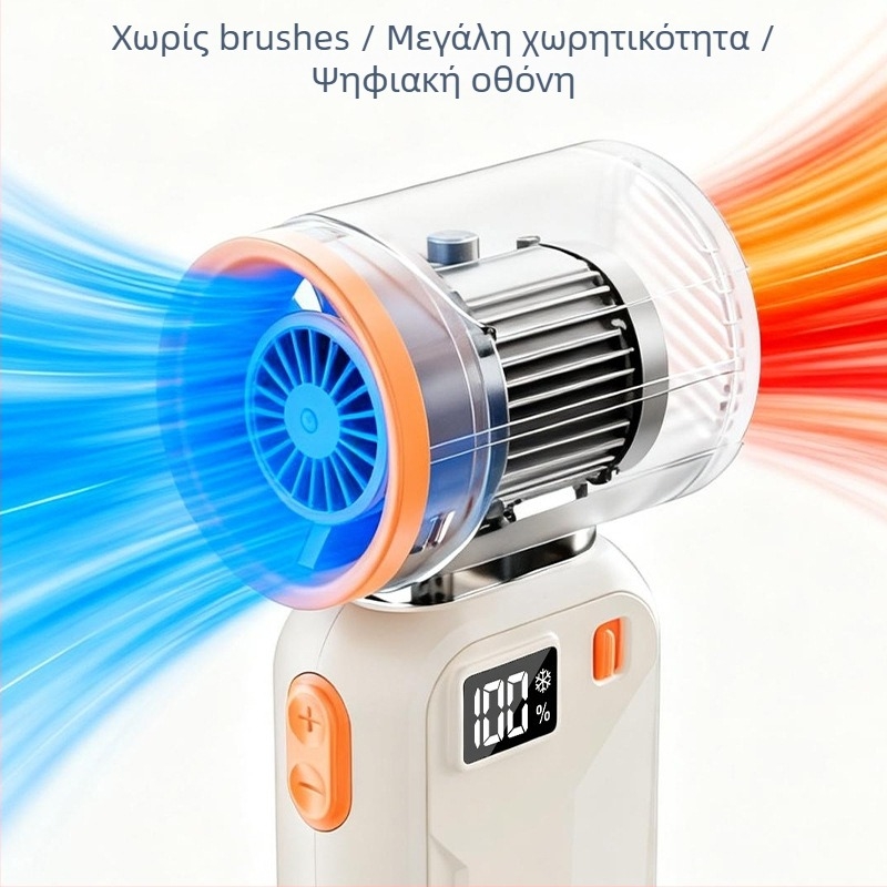 Χειροκίνητος μικρός ανεμιστήρας USB επαναφορτιζόμενος, χωρίς λεπίδες, μοτέρ χωρίς ψήκτρες, ενσωματωμένη μπαταρία 2000–4000mAh, 100 επιπέδων ταχύτητας