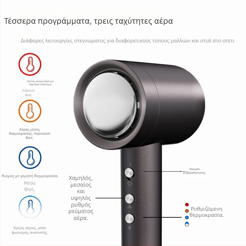 Σεσουάρ μαλλιών HD-009, 1400W, κινητήρας με ψήκτρες, ρύθμιση θερμοκρασίας κρύος/ζεστός αέρα, προστασία από υπερθέρμανση