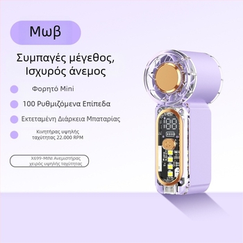 X699 Υψηλής ταχύτητας μίνι φορητός ανεμιστήρας χειρός, φόρτιση USB, ενσωματωμένη μπαταρία, 5 ταχύτητες, εξωτερικός φορητός ανεμιστήρας