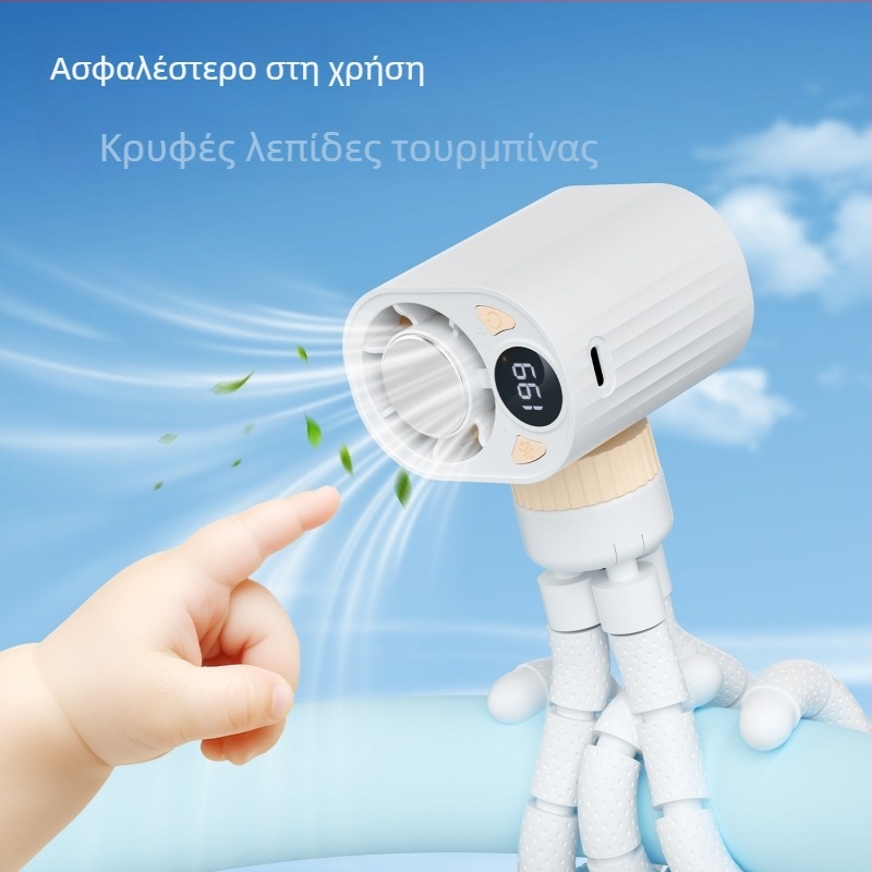 Φορητός ανεμιστήρας σε μορφή χταποδιού, με ενσωματωμένη μπαταρία, θερμοηλεκτρική ψύξη και ψύξη με πάγο, φόρτιση USB, καινοτόμος σχεδιασμός με τουρμπίνα