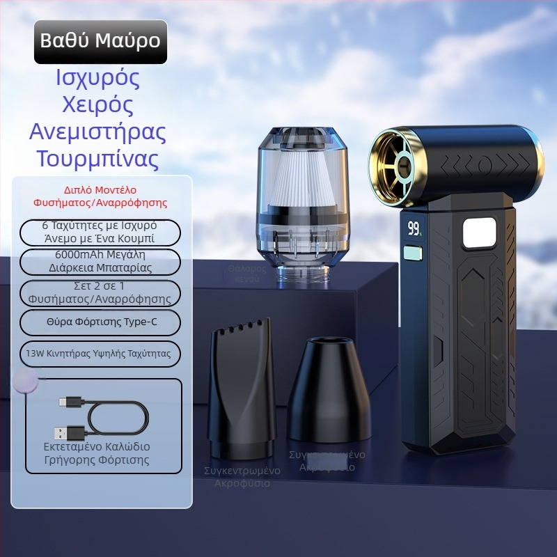 Φορητός τουρμπο αεριστήρας με 6 ταχύτητες, ισχυρός φορητός ανεμιστήρας για κάμπινγκ, επαναφορτιζόμενος