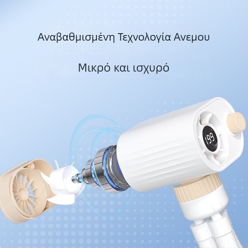 Χειροκίνητος ανεμιστήρας χωρίς λεπίδες USB τροφοδοσία, κινητήρας brushless, ρυθμιζόμενη ταχύτητα χωρίς βήματα, ενσωματωμένη μπαταρία 1200–2000 mAh