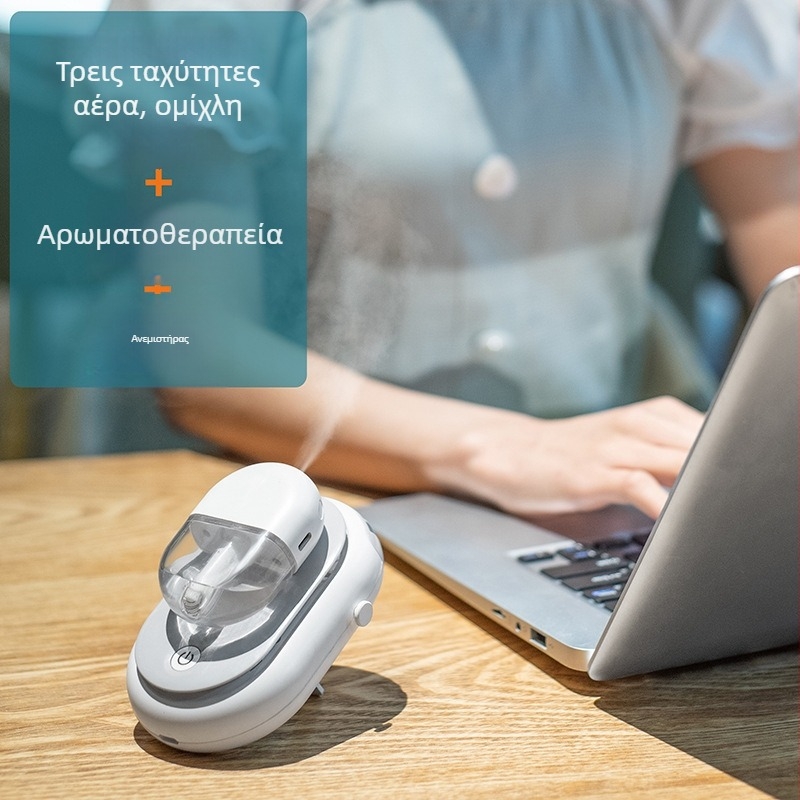 Αναρτώμενος στον λαιμό USB ανεμιστήρας με ψύξη μέσω ομίχλης και αρωματοθεραπεία, ενσωματωμένη μπαταρία 2000–4000 mAh, 3 ταχύτητες