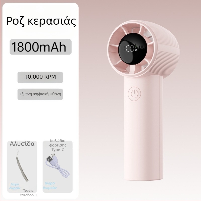 Φορητός ανεμιστήρας χωρίς λεπίδες, USB επαναφορτιζόμενη μπαταρία 1200–2000 mAh, κινητήρας brushless, 5 ταχύτητες, βάρος 90 g