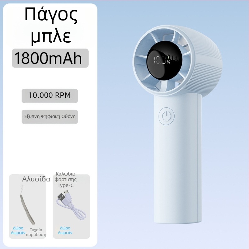 Φορητός ανεμιστήρας χωρίς λεπίδες, USB επαναφορτιζόμενη μπαταρία 1200–2000 mAh, κινητήρας brushless, 5 ταχύτητες, βάρος 90 g