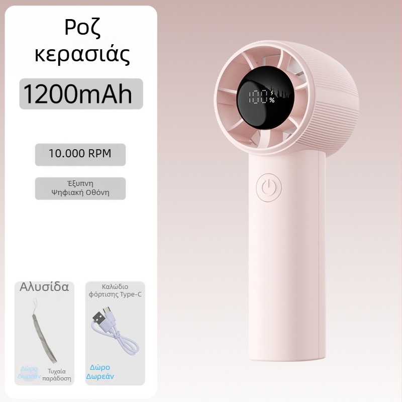 Φορητός ανεμιστήρας χωρίς λεπίδες, USB επαναφορτιζόμενη μπαταρία 1200–2000 mAh, κινητήρας brushless, 5 ταχύτητες, βάρος 90 g