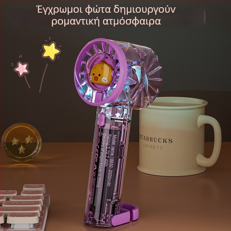 Χειροκίνητος ανεμιστήρας χωρίς λεπίδες με ψύξη με παγοκύστη, 3 ταχύτητες, ενσωματωμένη μπαταρία λιθίου 2000–4000 mAh, αυτονομία 3–6 ωρών