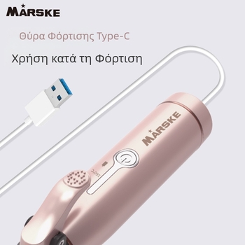 USB επαναφορτιζόμενη μίνι συσκευή για μπούκλες και ισιώμα μαλλιών, φορητή διπλής χρήσης με κλιπ για φρύδια, τουρμαλιν-κεραμικός σωλήνας 16–20 mm, δύο ρυθμίσεις θερμοκρασίας