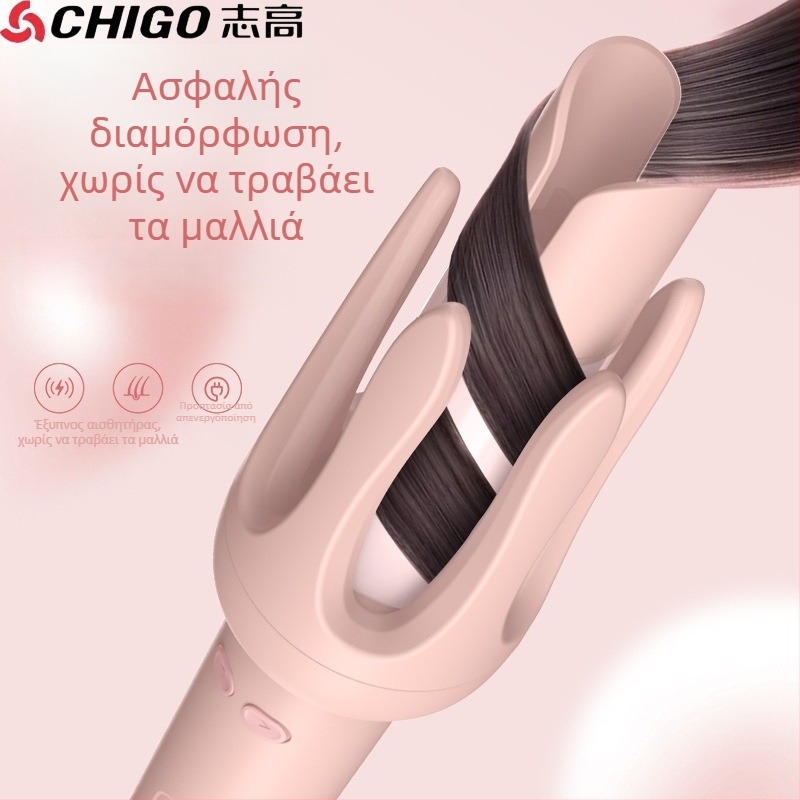 Chigo αυτόματη συσκευή για μπούκλες μαλλιών με μεγάλες μπούκλες και κύματα, 3 ρυθμίσεις θερμοκρασίας, τουρμαλιν-κεραμικός στοιχείο θέρμανσης, 34W, 220V