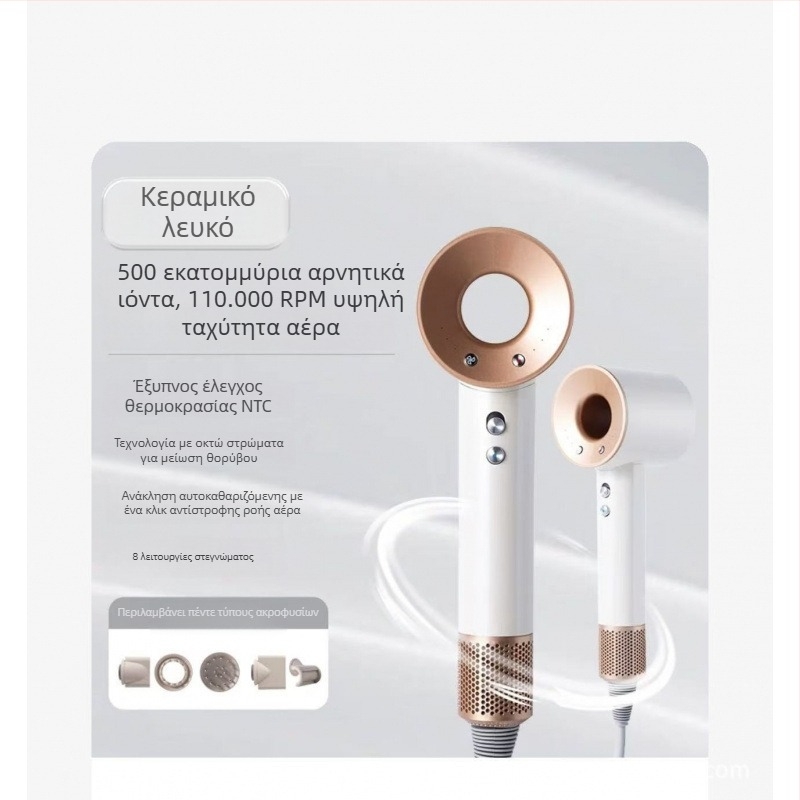 Lefen 1600W σεσουάρ μαλλιών, μοτέρ χωρίς ψήκτρες, αρνητικά ιόντα για τη φροντίδα μαλλιών, 220V, 4 ταχύτητες, αθόρυβο 60–70 dB, γρήγορο στέγνωμα