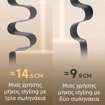Σίδερο μπούκλωσης Egg Roll – βαθύ U με τρεις σωλήνες, 3-σε-1 για στεγνό/ μπούκλες/ ίσιωμα, τουρμαλινική κεραμική, ασύρματο