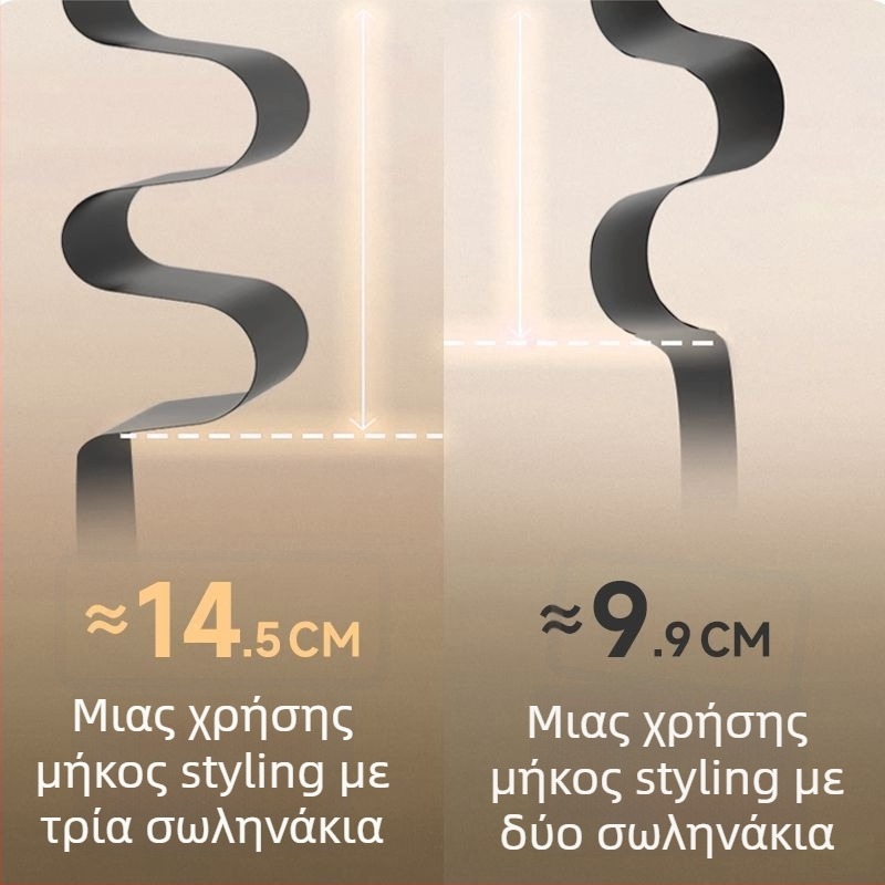Σίδερο μπούκλωσης Egg Roll – βαθύ U με τρεις σωλήνες, 3-σε-1 για στεγνό/ μπούκλες/ ίσιωμα, τουρμαλινική κεραμική, ασύρματο