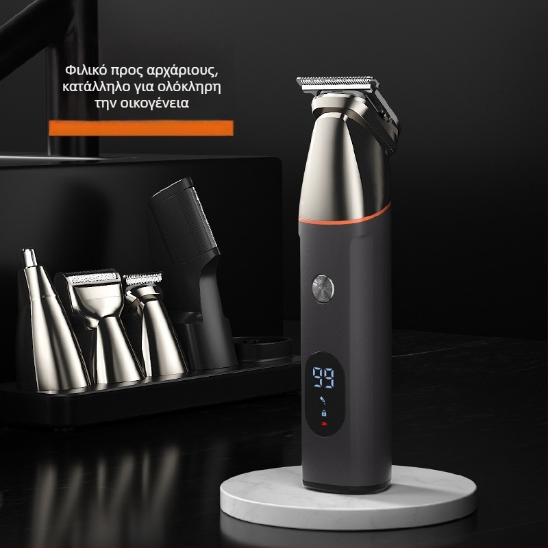 LK-881 Μαγνητικός Κόφτης Μαλλιών με Ψηφιακή Οθόνη – 6-σε-1 Πολυλειτουργικός, Επαναφορτιζόμενος, Αδιάβροχος, Κινητήρας με Βούρτσες