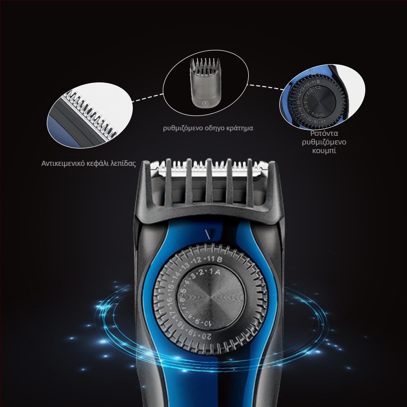 Feipeng Επαγγελματικό ηλεκτρικό κοπτικό μαλλιών με κεραμική λεπίδα, επαναφορτιζόμενο και με δυνατότητα λειτουργίας από το δίκτυο, αδιάβροχο