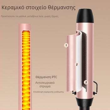 Συσκευή 5-σε-1 για μπούκλες και ισιώματα με εναλλάξιμες κεφαλές, κεραμική επίστρωση, κύλινδρος 31 mm και maggiore, ισχύς 68 W, 100-240 V AC