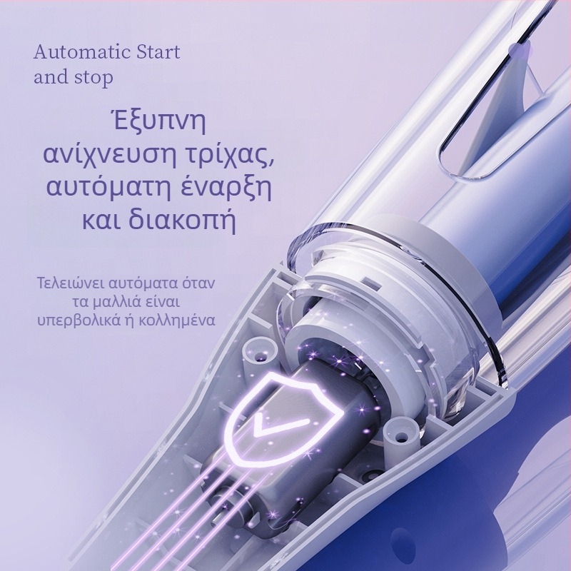 Σίδερο μπούκλας με κεραμικό τουρμαλίνης, 10 επίπεδα ρύθμισης θερμοκρασίας, γρήγορο styling σε κάτω από 1 λεπτό, CE πιστοποιημένο