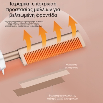 Πολυλειτουργική χτένα μαλλιών για μπούκλες και ίσιωμα, θέρμανση από τουρμαλίνη κεραμική, 220V, 50W, πολυεπίπεδη ρύθμιση θερμοκρασίας, κατάλληλη για βρεγμένα και ξηρά μαλλιά
