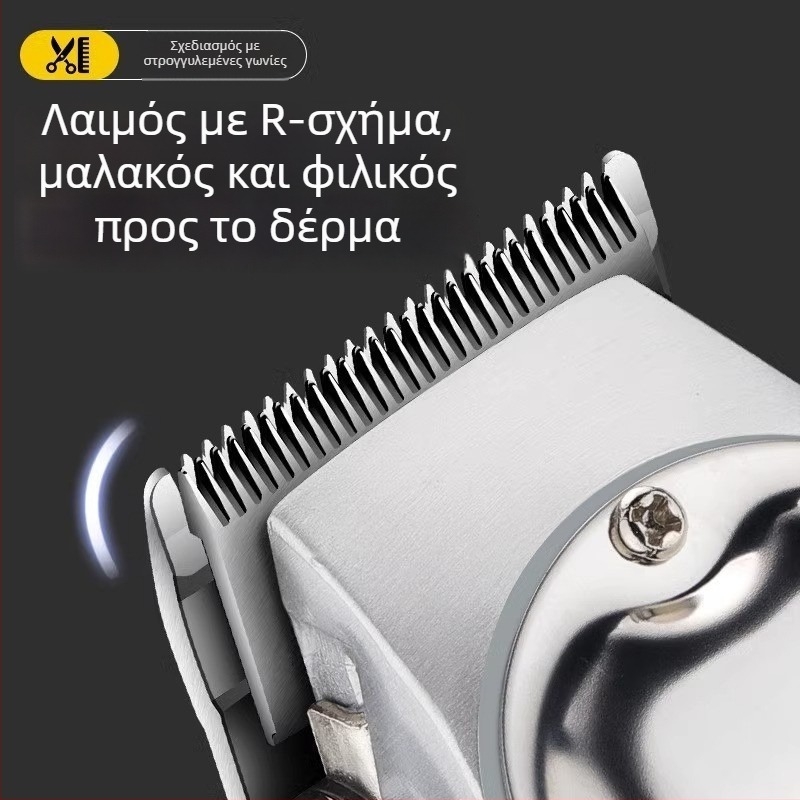 Ηλεκτρική μηχανή κουρέματος μαλλιών - σώμα από πλήρες μέταλλο, επαναφορτιζόμενη μέσω USB με LCD οθόνη, κινητήρας χωρίς ψήκρες, λεπίδες από ανοξείδωτο ατσάλι, αποσπώμενο και πλενόμενο κεφαλή κοπής, ενσωματωμένη μπαταρία 1000–1200 mAh