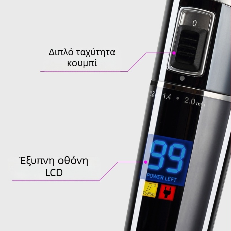 Riwei S7 ηλεκτρική μηχανή κοπής μαλλιών για οικιακή χρήση, κεραμικά λεπίδια, ισχύς 12W, τύπος τροφοδοσίας: φόρτιση, αυτονομία 1–3 ώρες, μπαταρία αφαιρούμενη και αντικαταστάσιμη