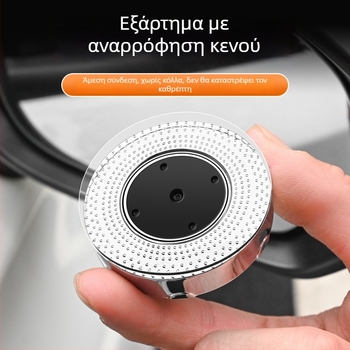 Οπισθοπορείας καθρέφτης αυτοκινήτου, μικρός κυκλικός επίπεδος, με βάση suction cup, 360° ρύθμιση, καθολική συμβατότητα, γυαλί+ABS